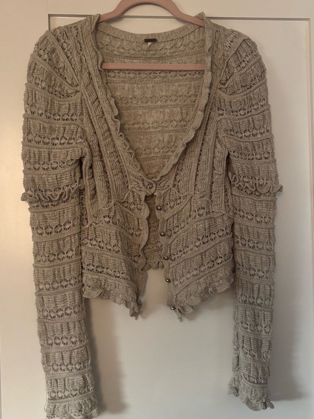 FREE PEOPLE Wild Roses Cardi Crochet Cropped Cardigan